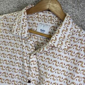 Katin Shirt Mens Large White Paisley Short Sleeve Button Up Lightweight Casual